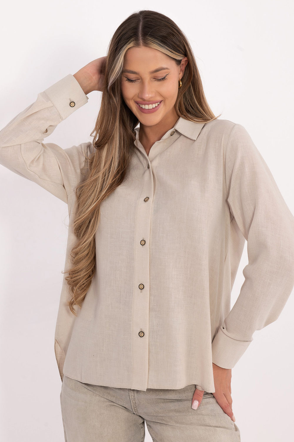 Koszula Damska Model LK-KS-510109.70 Beige - Lakerta