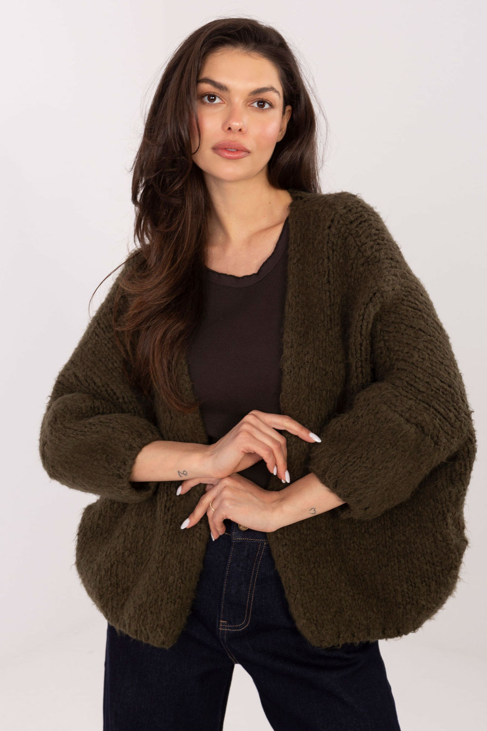 Sweter Kardigan Model IT-SW-7705.02 Khaki - Italy Moda