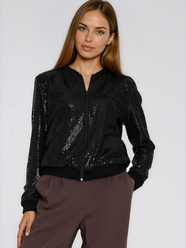 Cekinowa rozpinana bluza BL14 Black - Nife