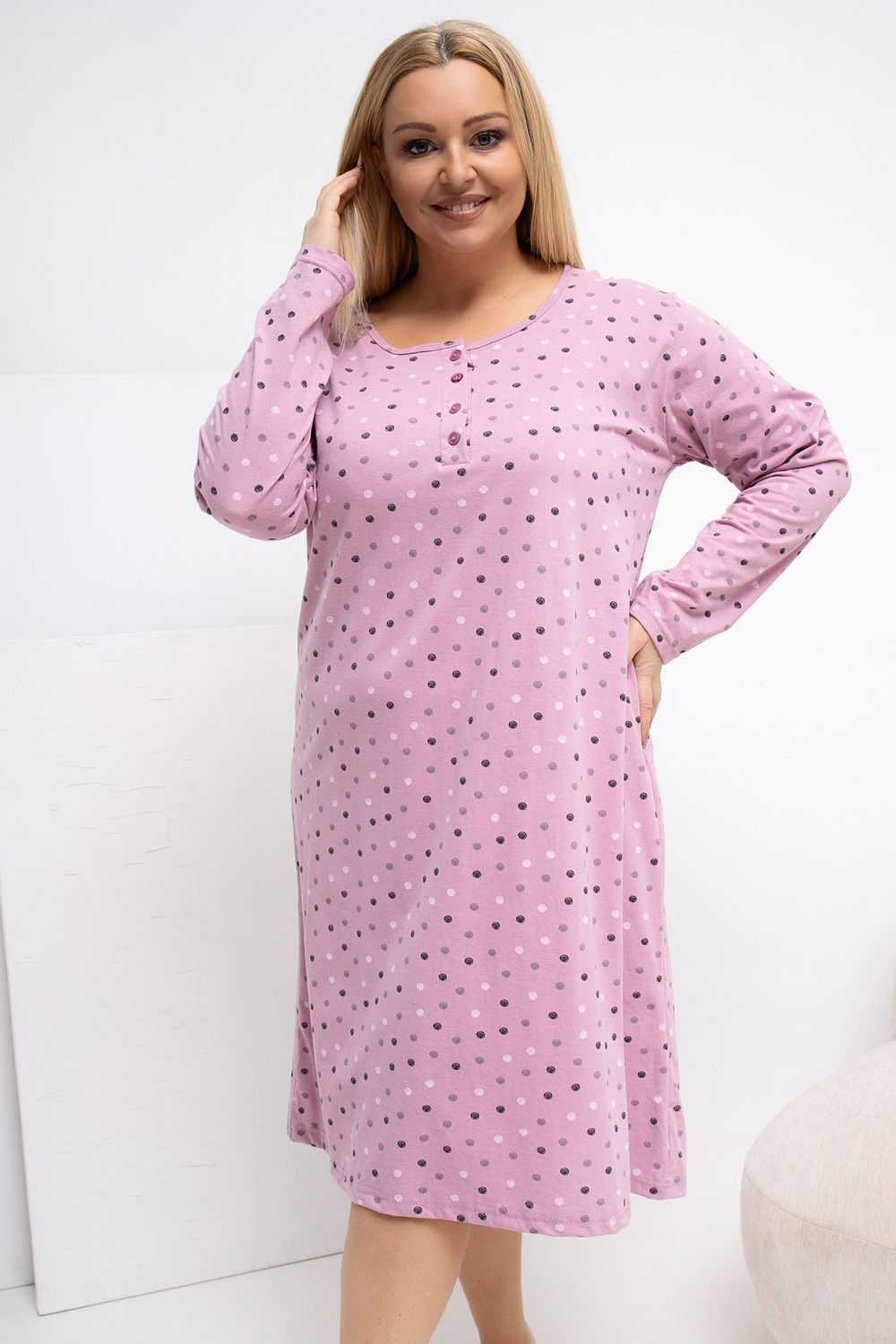 Koszula Nocna Plus Size Model DU-KN-FP-607.04P Dark Pink - Forever Pink