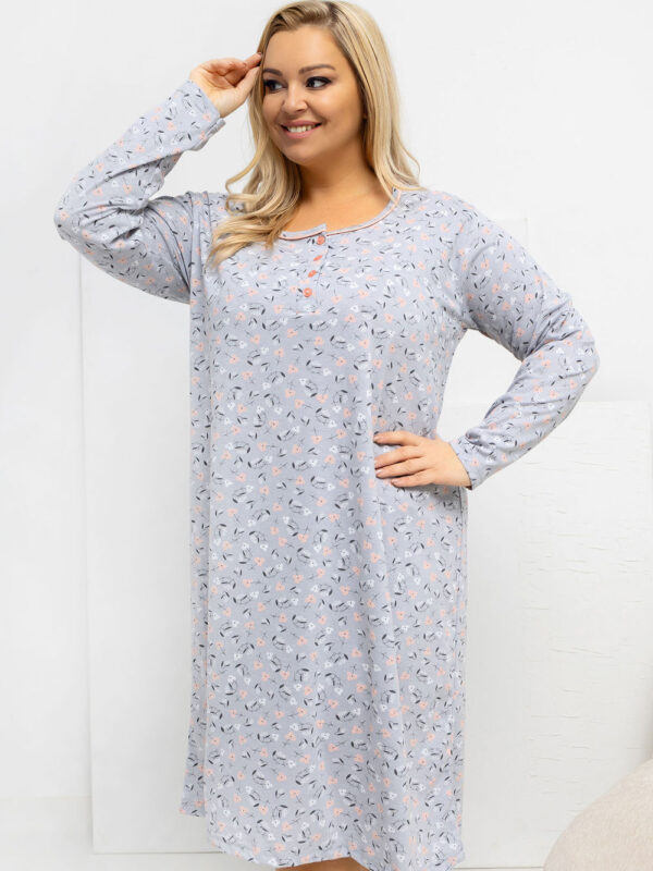 Koszula Nocna Plus Size Model DU-KN-FP-602.15 Grey - Forever Pink