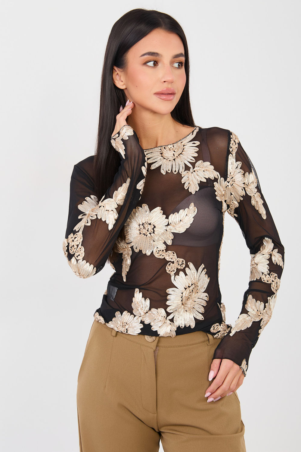 Bluzka Model IT-BZ-22125.60 Black/Beige - Italy Moda