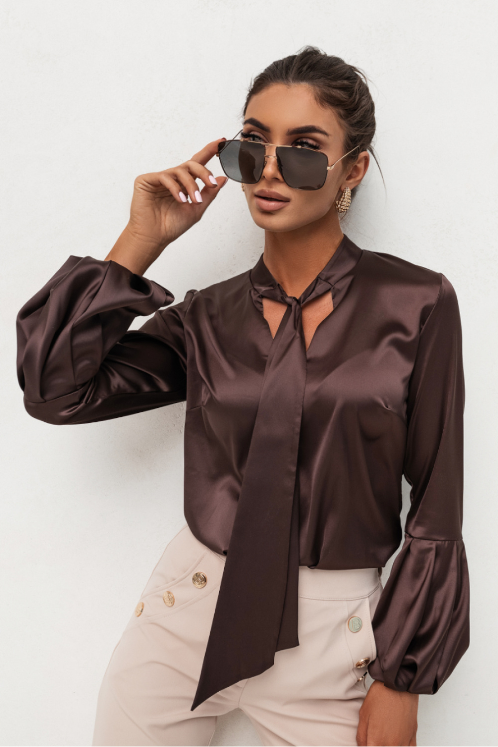 Koszula Damska Model Vivienne 490085107 Brown - LaBalancia