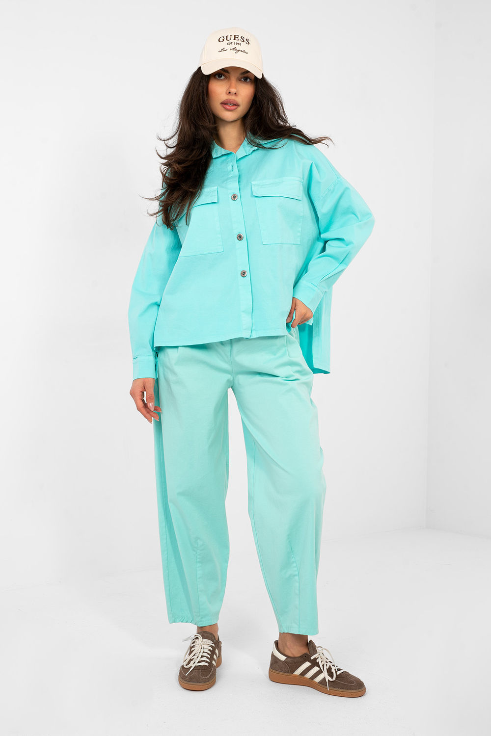 Koszula Damska Model IT-KS-FL9968.48 Turkus - Italy Moda