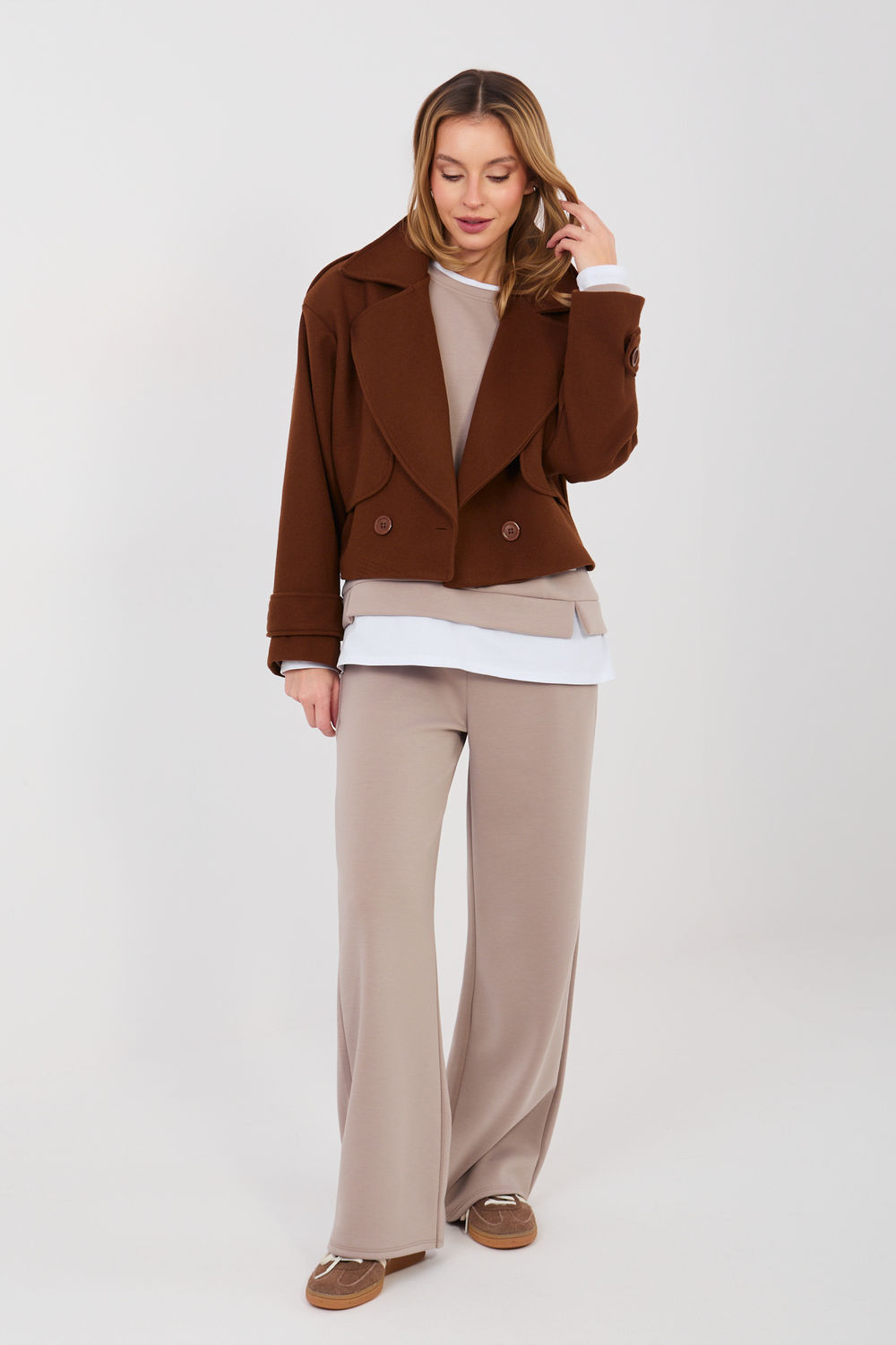 Spodnie Komplet Model IT-KMPL-22230.18 Dark Beige - Rue Paris