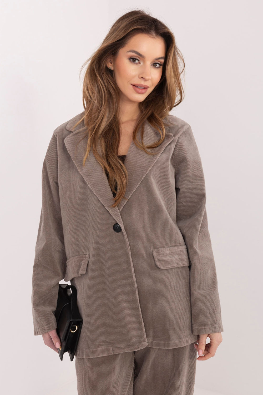 Marynarka Model IT-MA-FL9958.87 Dark Beige - Rue Paris