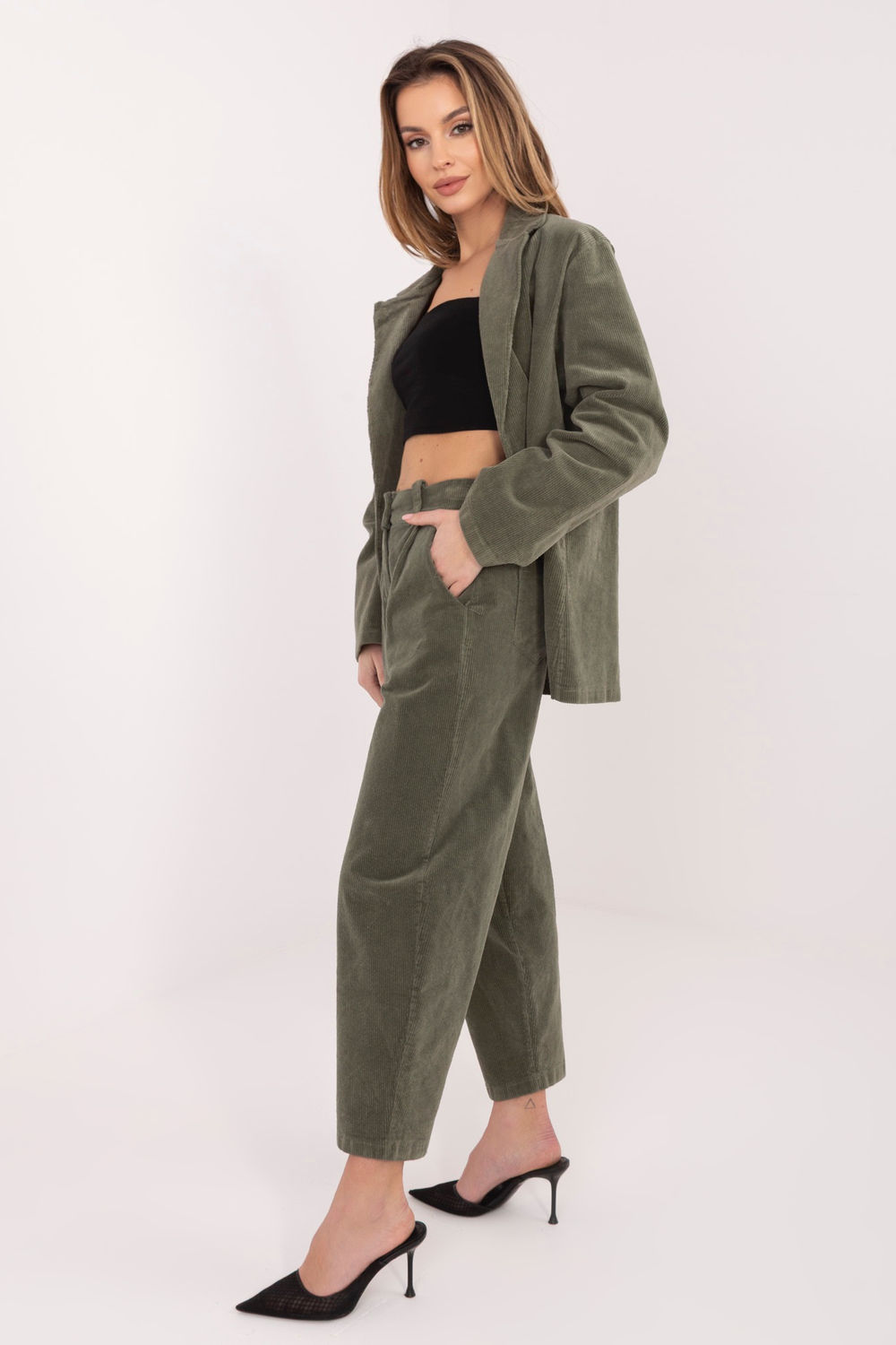 Spodnie Damskie Model IT-SP-FL8916.80 Khaki - Rue Paris