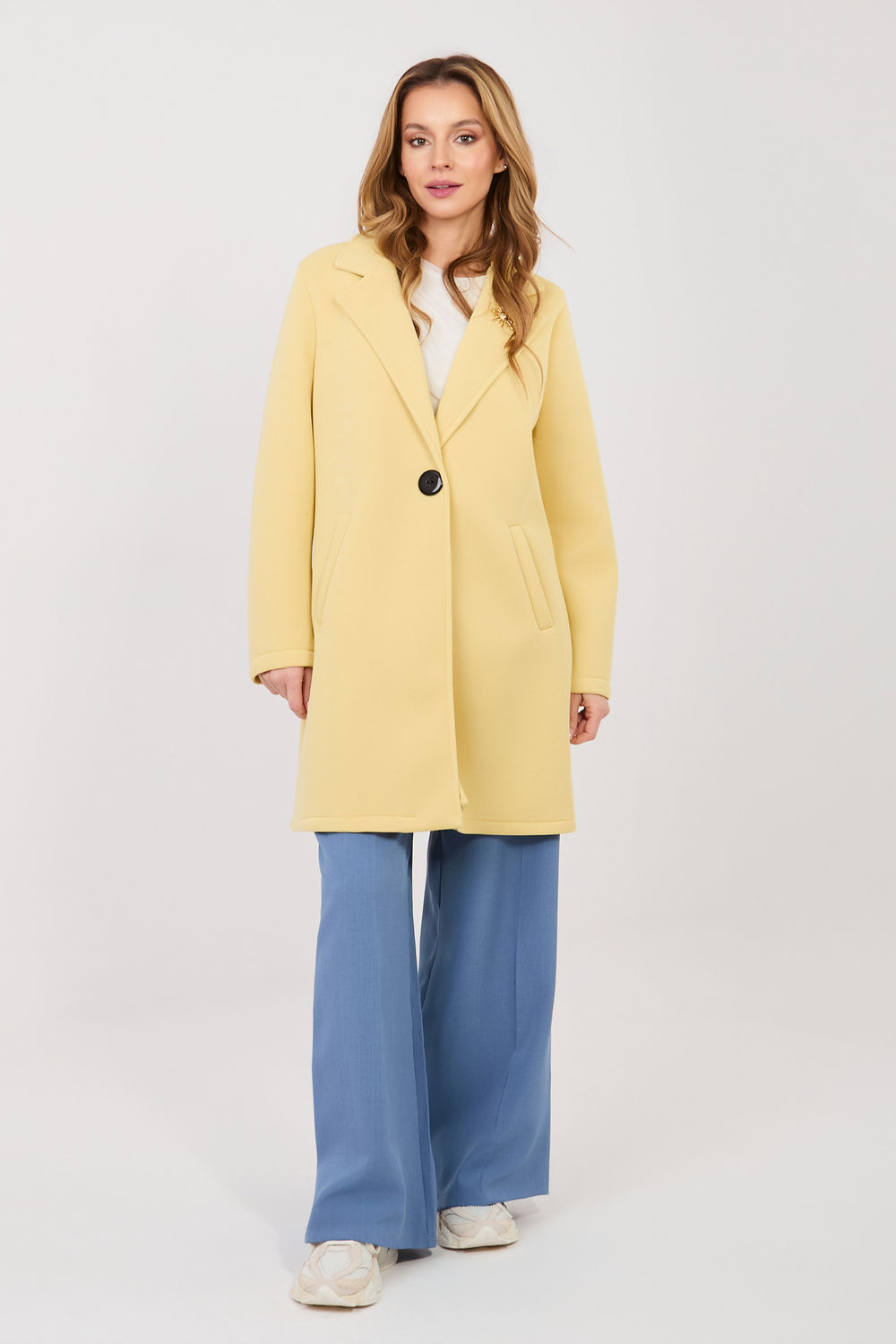 Płaszcz Damski Model IT-PL-FL8153-1.04 Light Yellow - Rue Paris