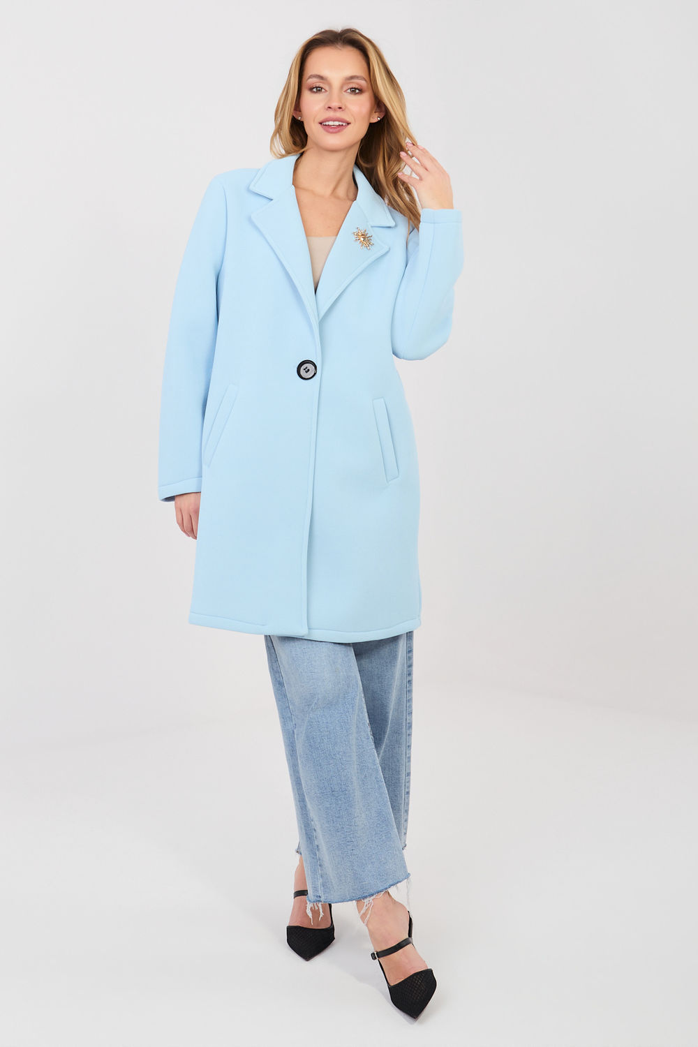 Płaszcz Damski Model IT-PL-FL8153-1.06 Light Blue - Rue Paris