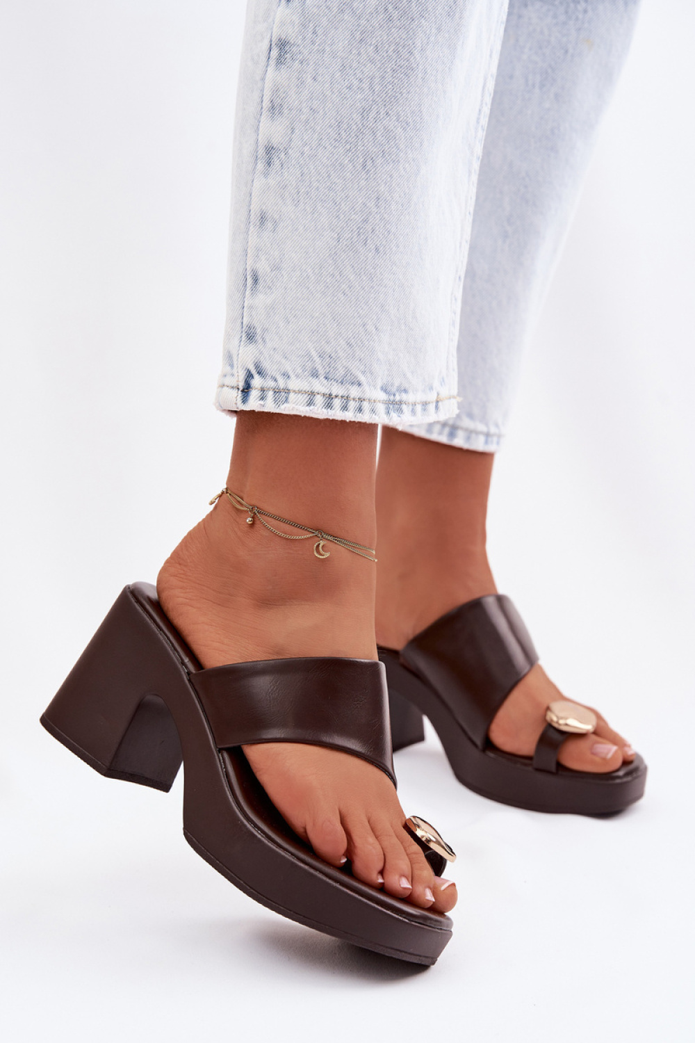 Sandał Klapki Model Sinora YL5050 Czekolada - Step in style
