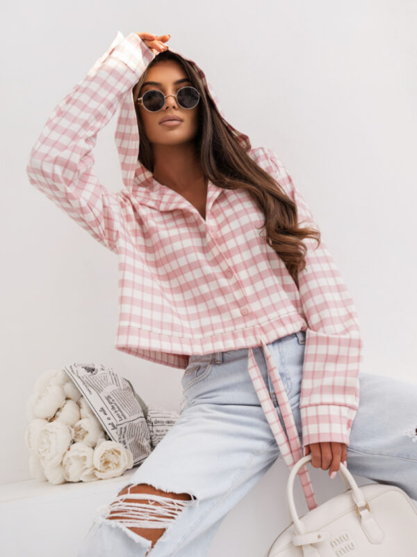 Koszula Damska Model Soho Krata 496878008 Pink/Ecru - LaBalancia