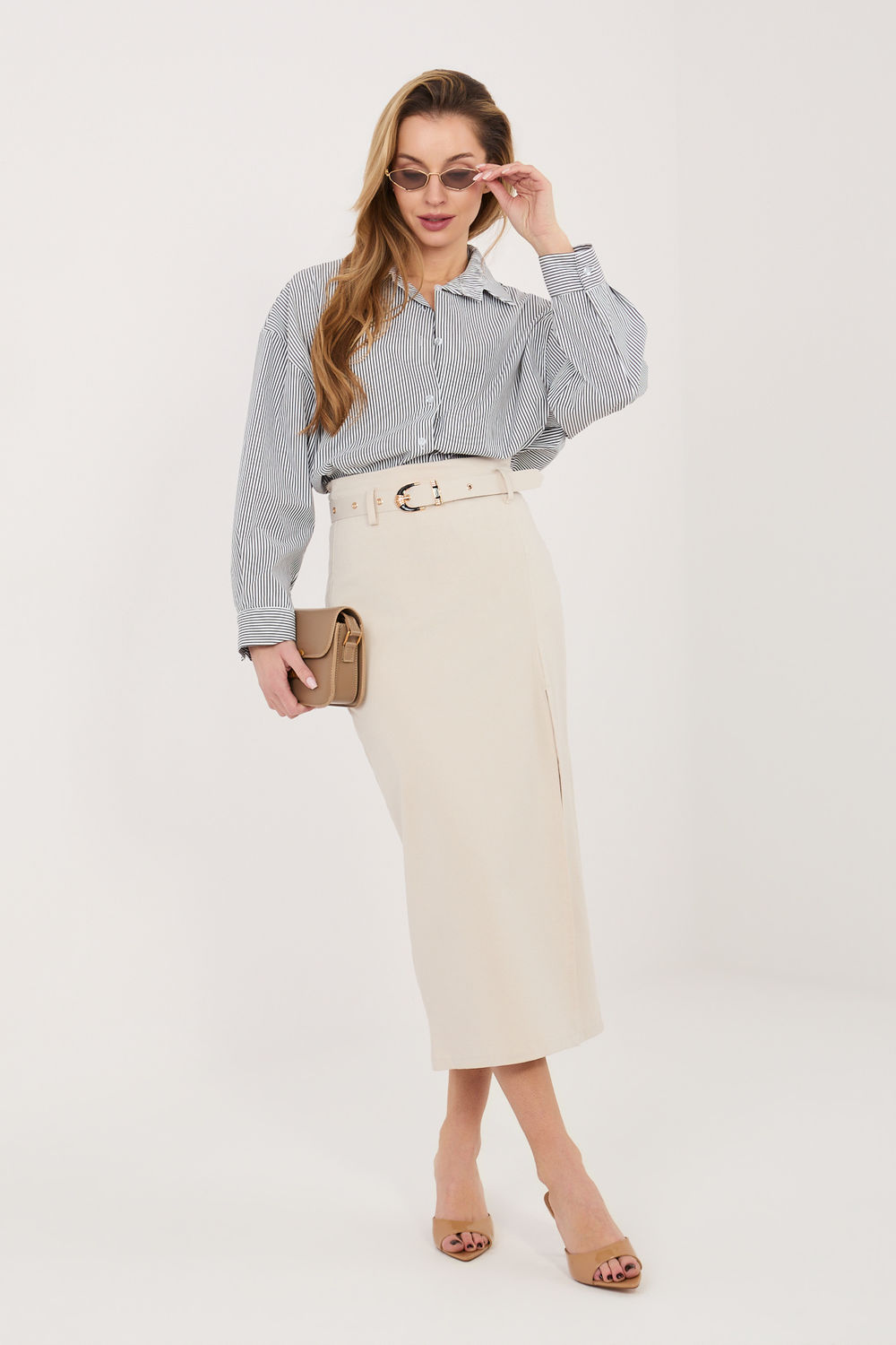 Spódnica Model IT-SD-FL7393-1.16 Light Beige - Rue Paris