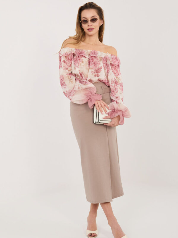 Spódnica Model IT-SD-FL7393-1.16 Dark Beige - Rue Paris