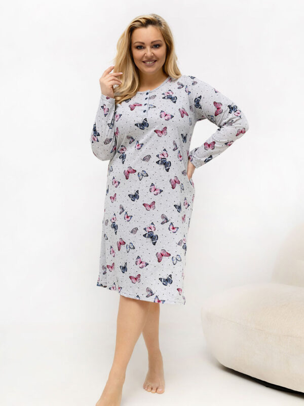 Koszula Nocna Plus Size Model DU-KN-FP-601.85 Grey - Forever Pink
