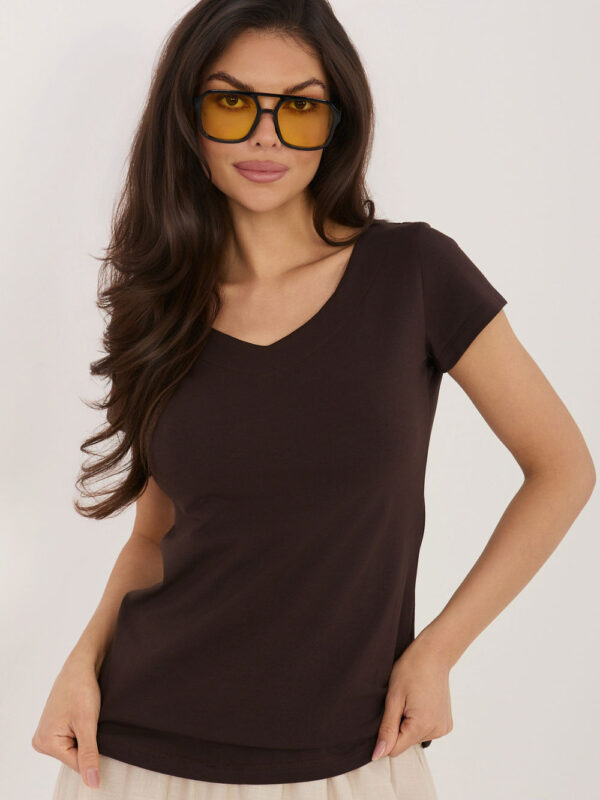 Bluzka Model RV-BZ-A1267.08 Dark Brown - Rue Paris