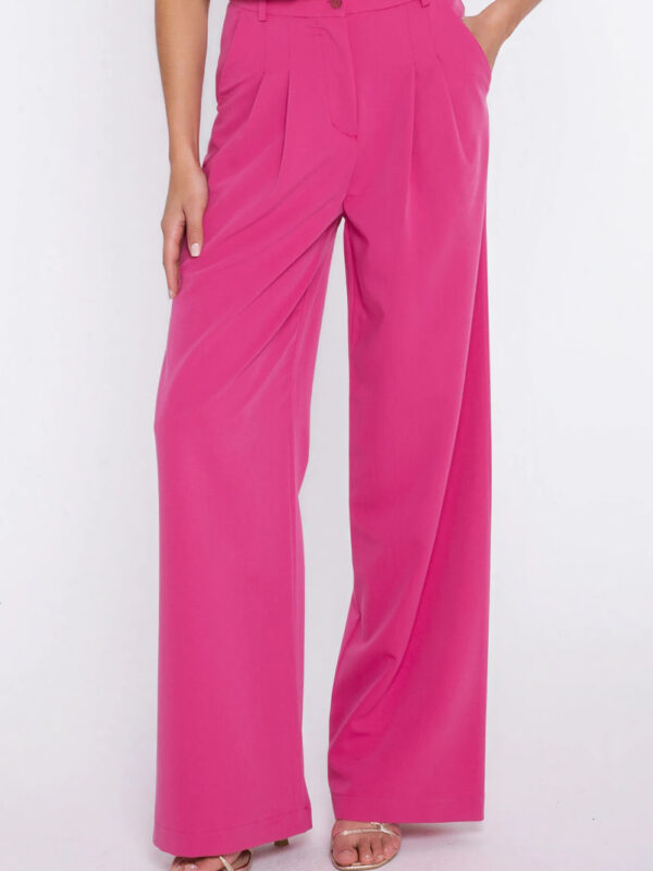 Spodnie z zakładkami wide leg SD138 Pink - Nife