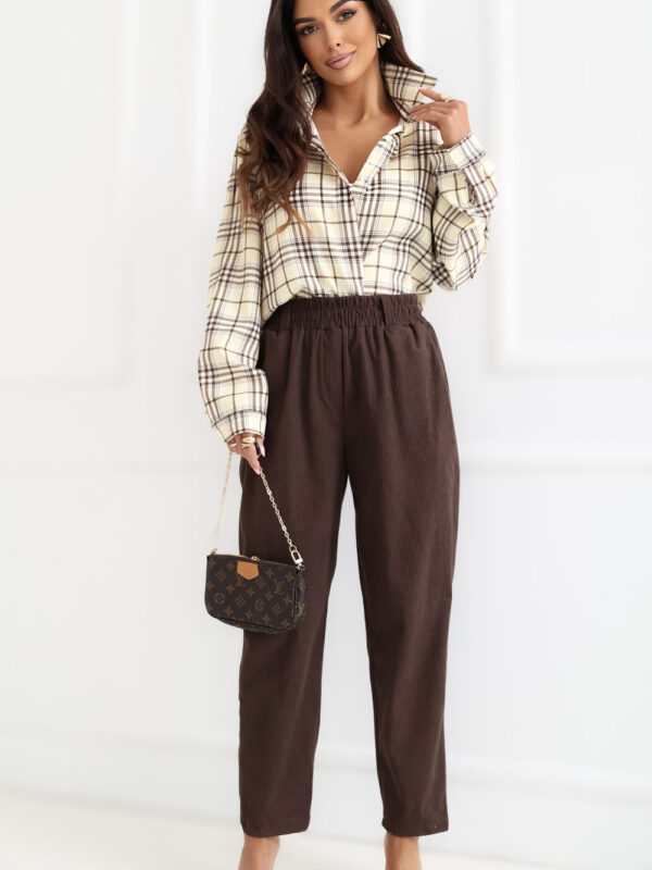 Spodnie Damskie Model RV-SP-A1311.60 Dark Brown - Rue Paris