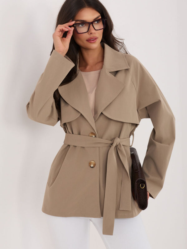 Płaszcz Damski Model IT-PL-FL10069.85 Dark Beige - Rue Paris