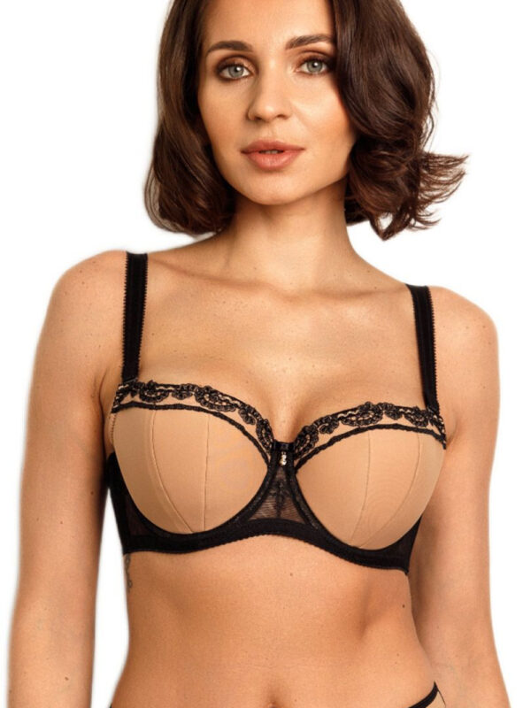 Biustonosz Balconette Model VB-456 Carmel/Black - Vena