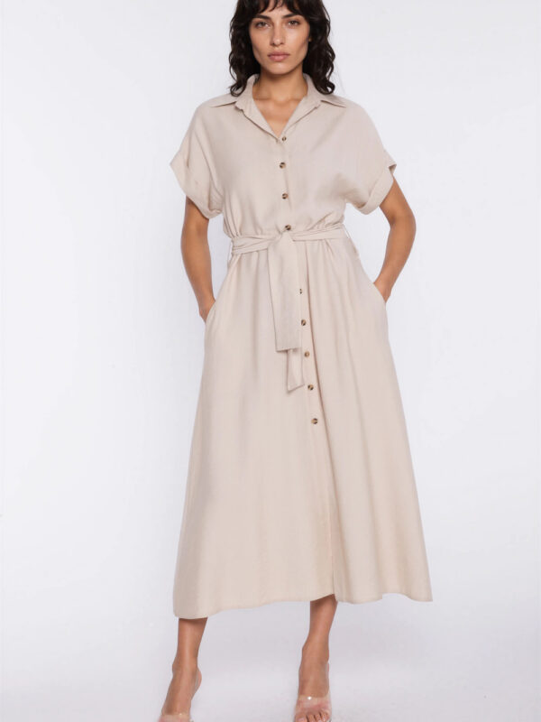 Sukienka Koszulowa sukienka S294 Beige - Nife