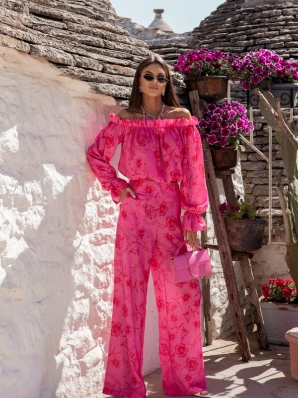 Spodnie Komplet Model Mia Len 585665388 Floria Pink - LaBalancia