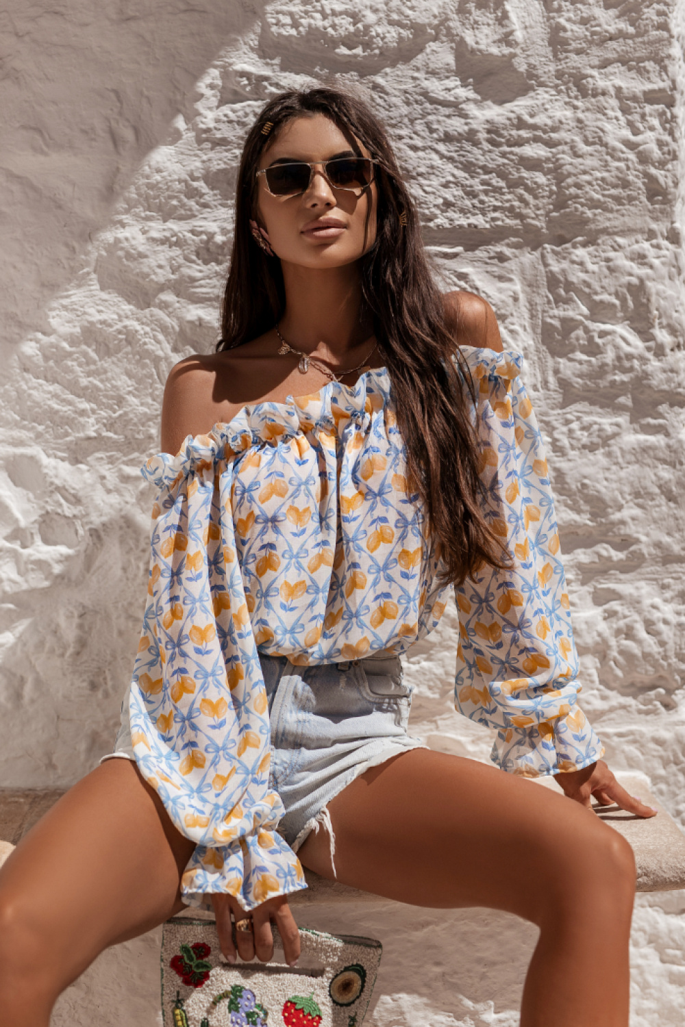Bluzka Model Mia 582290843 Blue Limones - LaBalancia