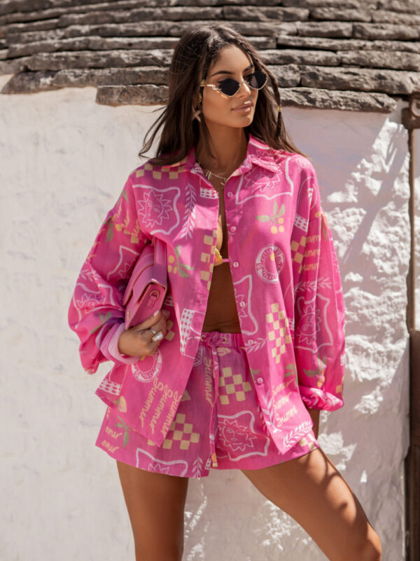 Spodnie Komplet Model Molly Len 582281816 Malibu Pink - LaBalancia