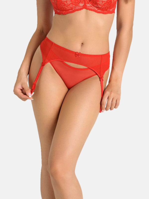 Gorsety, body, pasy Pas do pończoch Model Eleonora 224 Red - Teyli