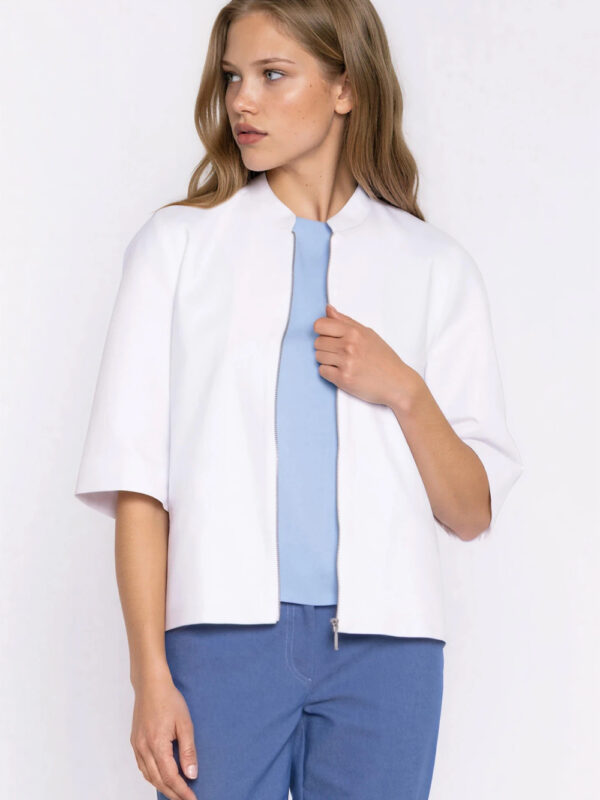 Jeansowa luźna kurtka Z101 White - Nife