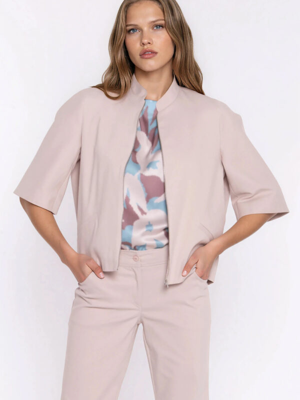 Jeansowa luźna kurtka Z101 Beige - Nife