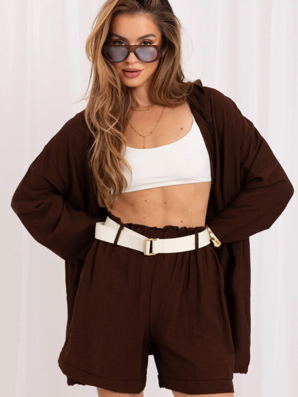 Szorty Damskie Model IT-SN-10366.69 Dark Brown - Rue Paris