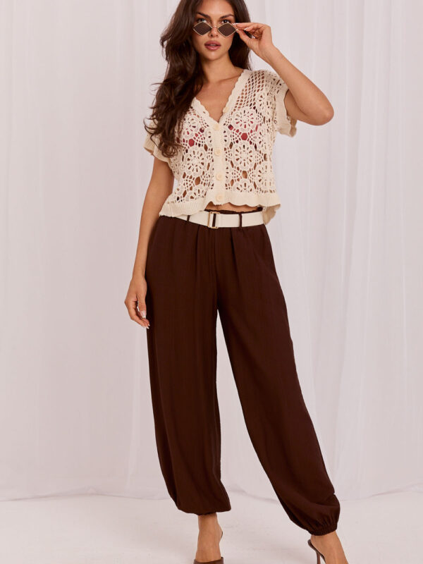 Spodnie Damskie Model IT-SP-10368.34 Dark Brown - Rue Paris