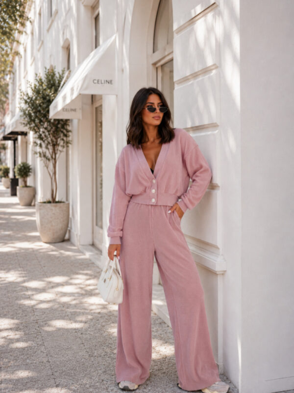 Spodnie Komplet Model Meggi Sztruks 616864312 Powder Pink - LaBalancia