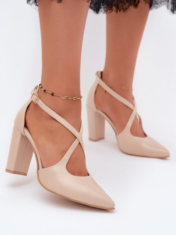 Czółenka  Model Zazoo 1053 Beige Skóra - Step in style