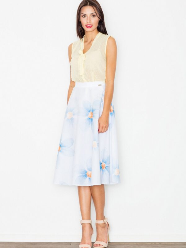 Spódnica Model M495 Wzór 3 White/Kwiaty - Figl