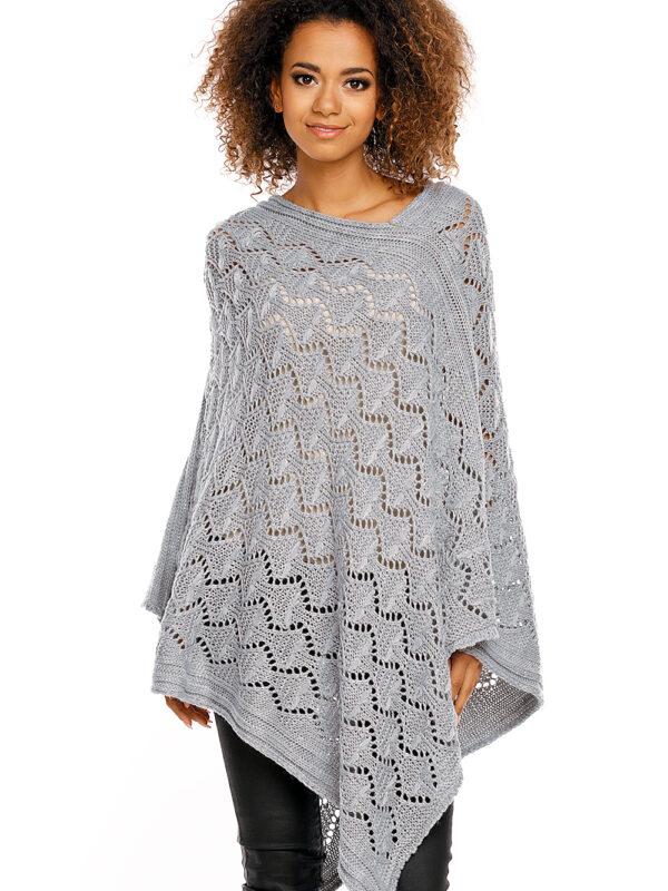 Sweter Poncho model 30012 Light Gray - PeeKaBoo