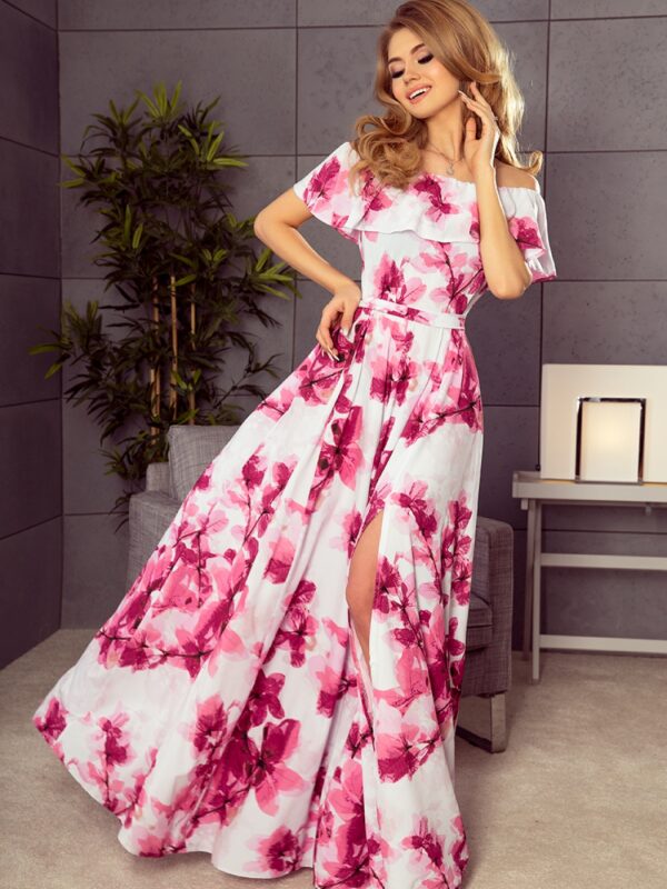 Sukienka Model 194-2 Pink Flowers - Numoco