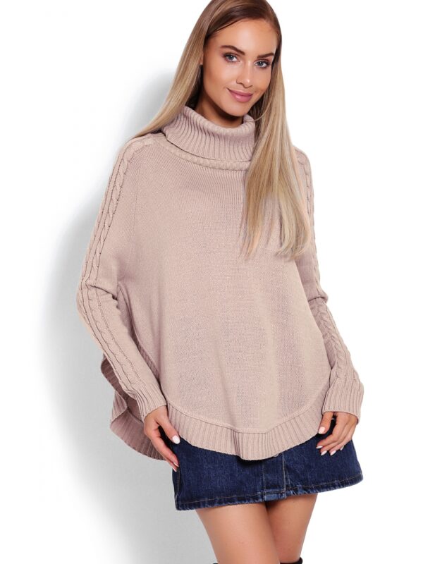 Sweter Ponczo Model 70009 Latte - PeeKaBoo