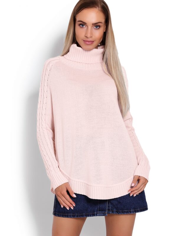 Sweter Ponczo Model 70009 Powder Pink - PeeKaBoo