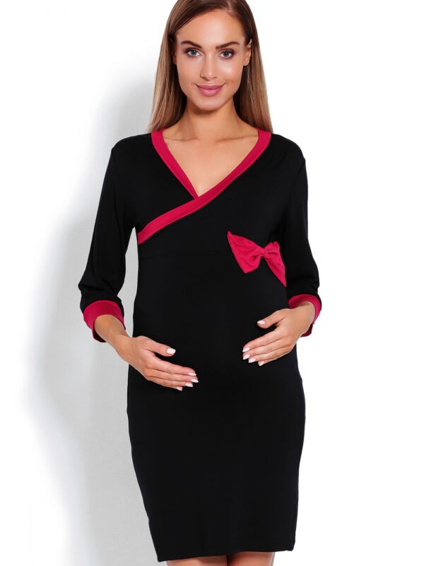 Koszula Nocna Ciążowa Model 1681 Black - PeeKaBoo
