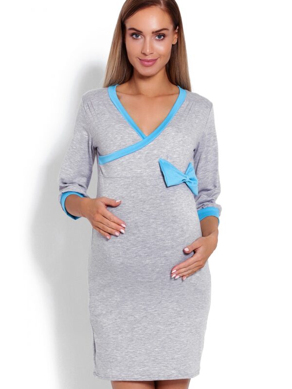 Koszula Nocna Ciążowa Model 1681 Grey - PeeKaBoo