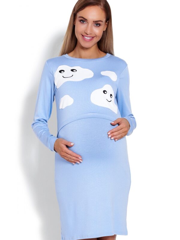 Koszula Nocna Ciążowa Model 1682 Sky Blue - PeeKaBoo