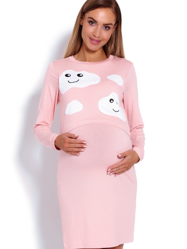 Koszula Nocna Ciążowa Model 1682 Powder Pink - PeeKaBoo
