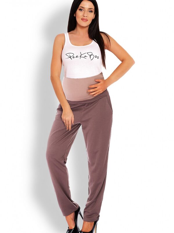 Spodnie Ciążowe Model 1276 Cappuccino - PeeKaBoo