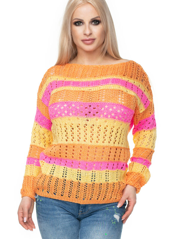 Sweter Damski Model 30060 Pink/Yellow - PeeKaBoo