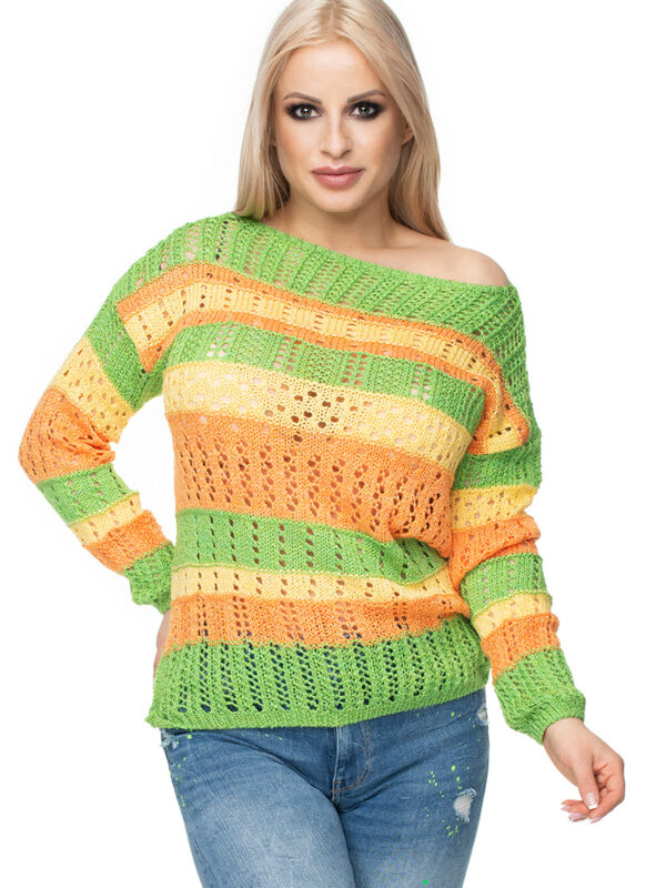 Sweter Damski Model 30060 Green/Orange - PeeKaBoo