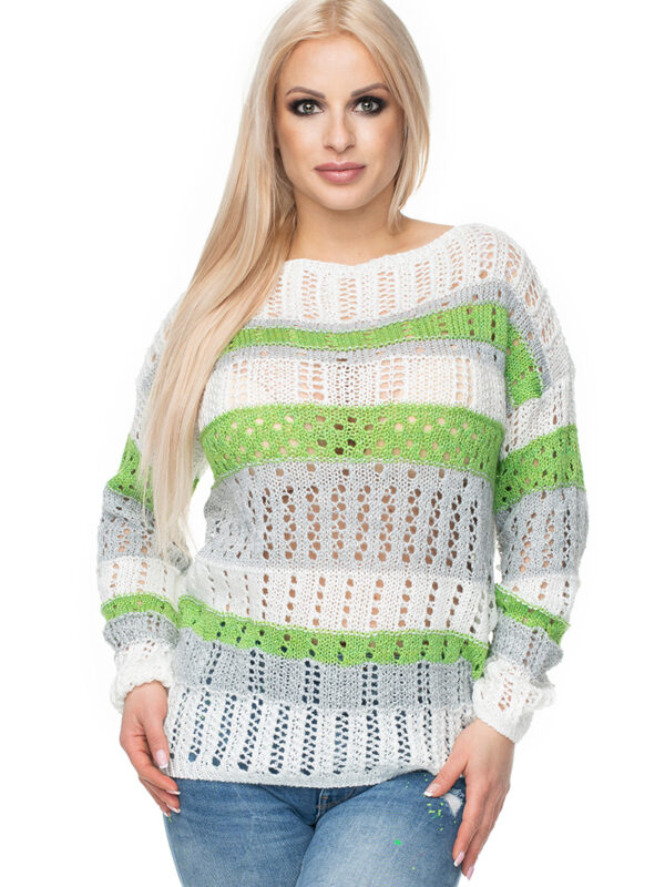 Sweter Damski Model 30060 Cream/Green - PeeKaBoo