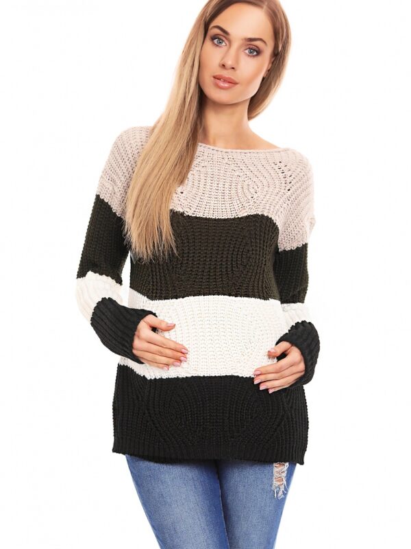 Sweter Ciążowy Model 70019 Khaki - PeeKaBoo