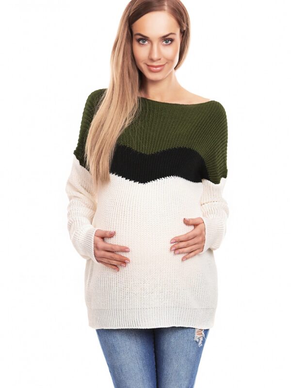 Sweter Ciążowy Model 40023 Khaki - PeeKaBoo