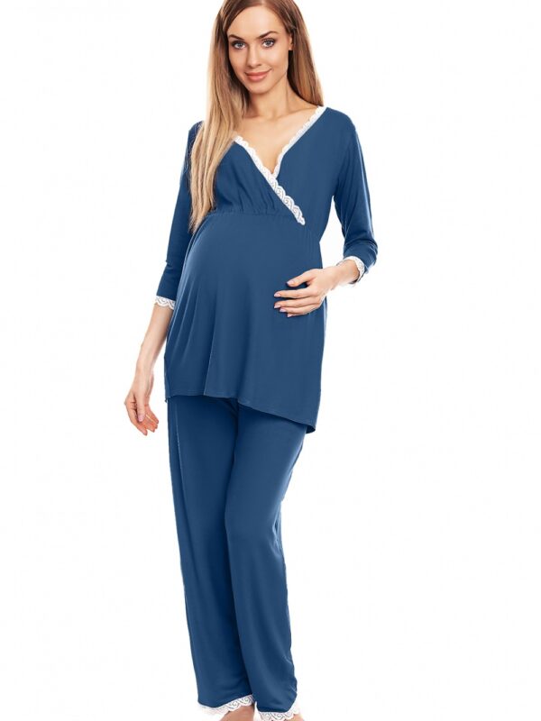 Piżama Ciążowa Model 0136 Blue - PeeKaBoo